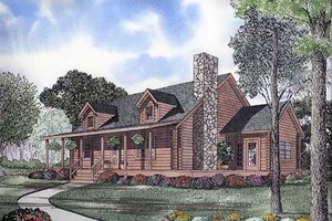 Log Exterior - Front Elevation Plan #17-483