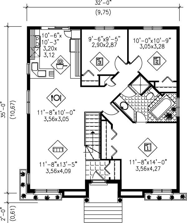 Dream House Plan - Cottage Floor Plan - Main Floor Plan #25-1081