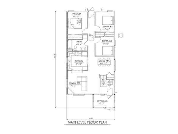 House Plan Design - Floor Plan - Main Floor for Traditional House Plan #1122-6 - 3 bed, 1 bath
