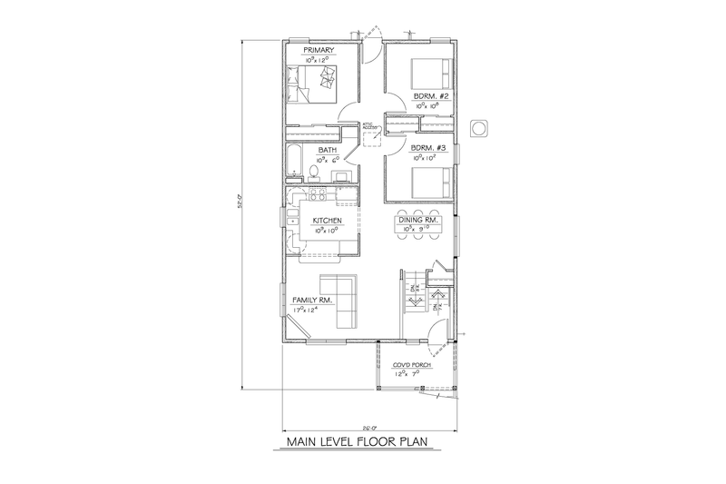 House Plan Design - Floor Plan - Main Floor for Traditional House Plan #1122-6 - 3 bed, 1 bath