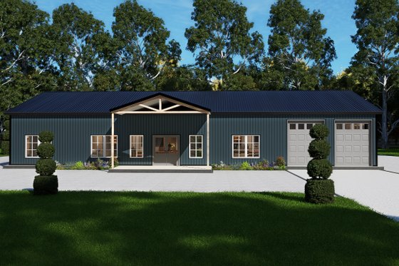 Exterior - Front Elevation 5 for Barndominium House Plan #1107-49 - 3 bed, 2.5 bath