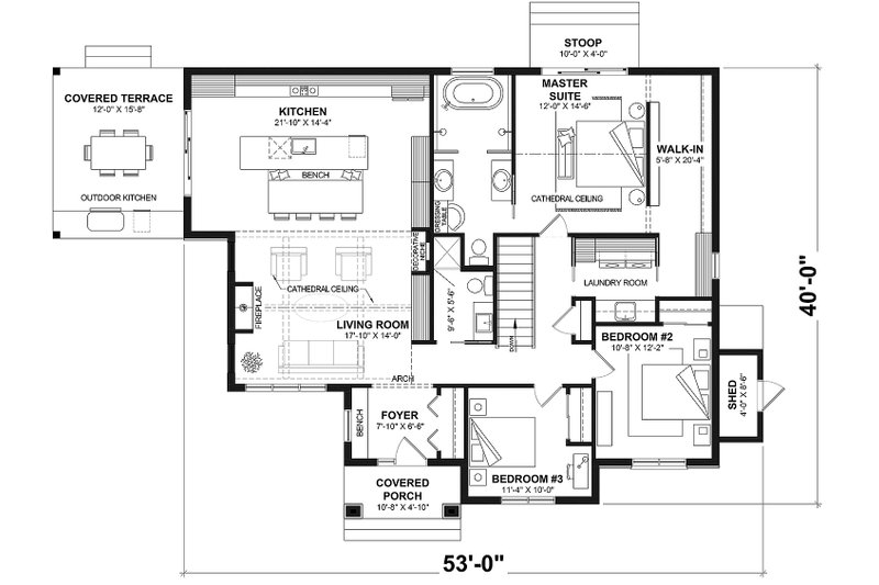 Home Plan - Floor Plan - Other Floor for European House Plan #23-2845 - 3 bed, 2 bath