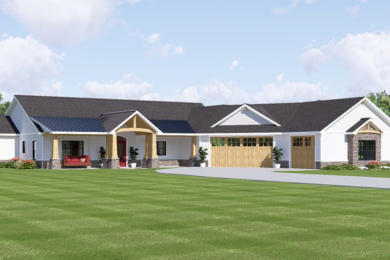 Dream House Plan - Exterior - Front Elevation 4 for Ranch House Plan #1064-483 - 2 bed, 2.5 bath