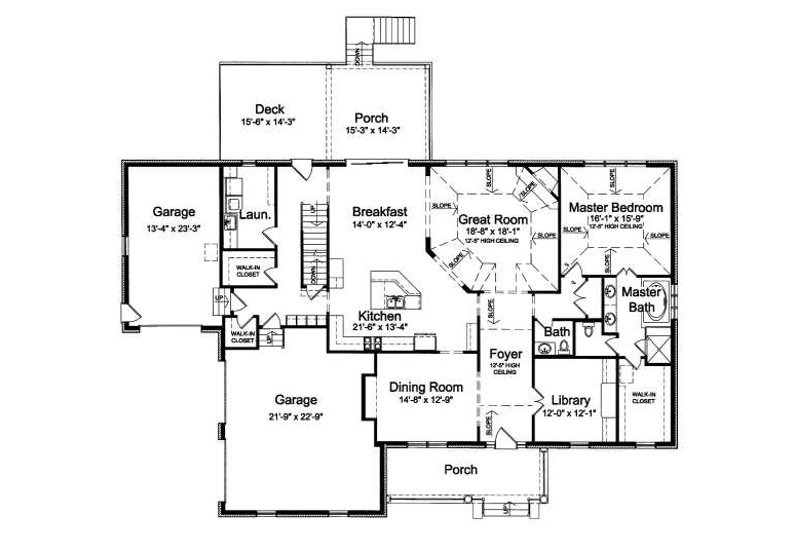 House Plan Design - Floor Plan - Main Floor for Traditional House Plan #46-406 - 4 bed, 3.5 bath