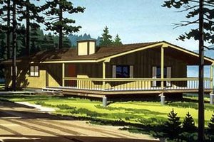 Cabin Exterior - Front Elevation Plan #320-407