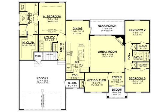 Floor Plan - Main Floor for European House Plan #430-89 - 3 bed, 2 bath
