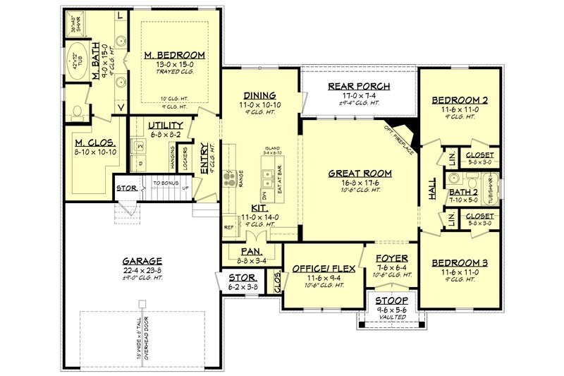 Dream House Plan - Floor Plan - Main Floor for European House Plan #430-89 - 3 bed, 2 bath