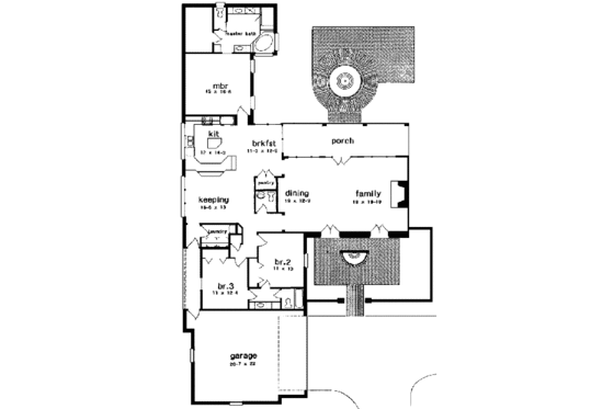 Floor Plan - Main Floor for European House Plan #301-103 - 3 bed, 2.5 bath