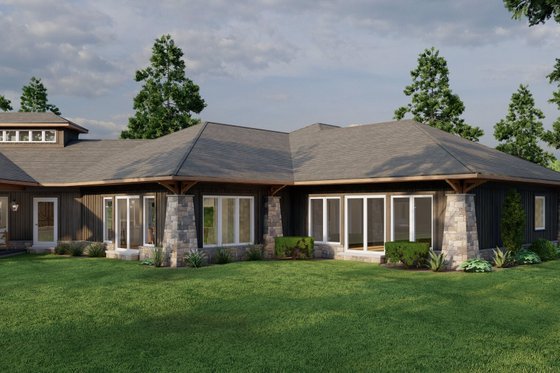Exterior - Rear Elevation 1 for Contemporary House Plan #17-3390 - 4 bed, 3.5 bath