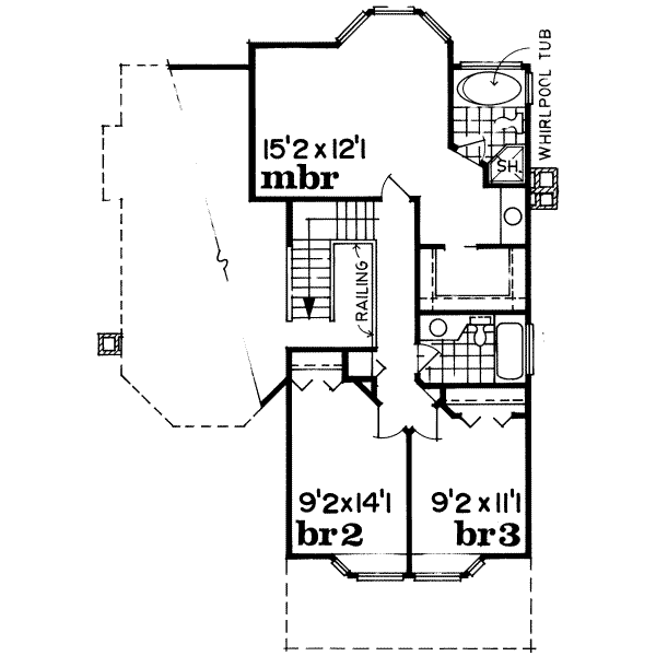 Floor Plan - Upper Floor for Traditional House Plan #47-540 - 3 bed, 3 bath
