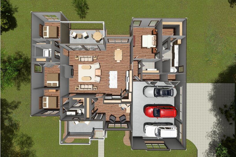 House Blueprint - Floor Plan - Main Floor 1 for Cottage House Plan #513-2212 - 4 bed, 3 bath