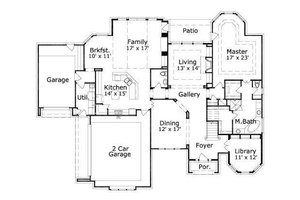 Floor Plan - Main Floor for Colonial House Plan #411-425 - 4 bed, 3.5 bath