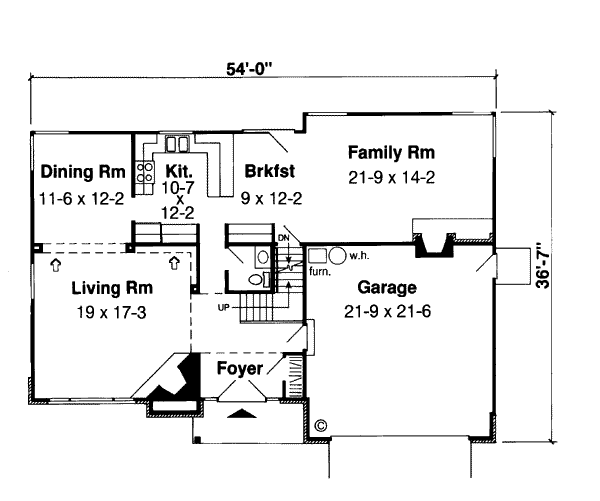 Floor Plan - Main Floor for Traditional House Plan #312-819 - 3 bed, 2.5 bath
