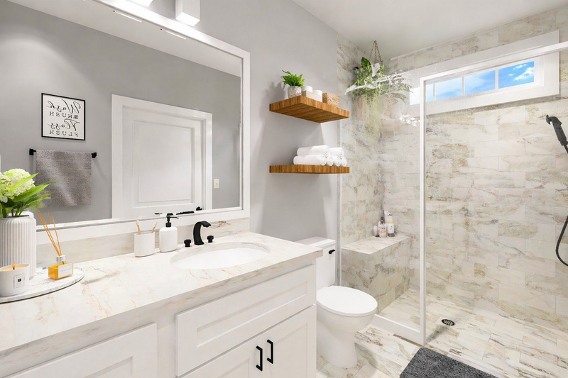 House Blueprint - Interior - Bathroom 1 for Traditional House Plan #44-245 - 2 bed, 2 bath