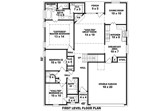 Floor Plan - Main Floor for Traditional House Plan #81-768 - 3 bed, 2 bath