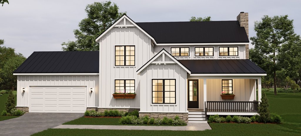 Exterior - Front Elevation 2 for Farmhouse House Plan #932-1429 - 3 bed, 2.5 bath