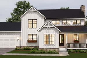 Exterior - Front Elevation for Farmhouse House Plan #932-1429 - 3 bed, 2.5 bath