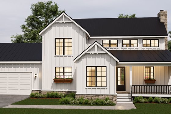 Exterior - Front Elevation for Farmhouse House Plan #932-1429 - 3 bed, 2.5 bath