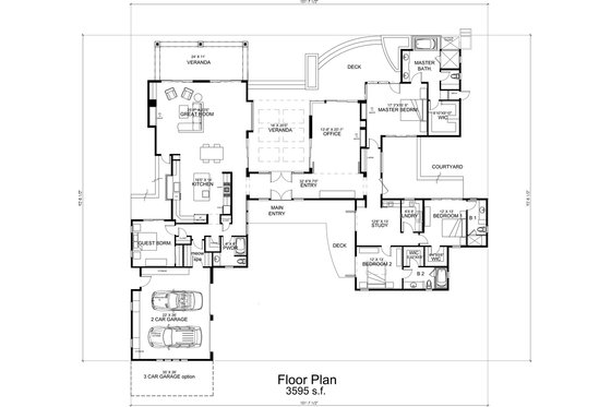 Floor Plan - Main Floor for Modern House Plan #484-9 - 4 bed, 4 bath