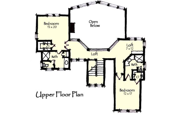 Floor Plan - Upper Floor for Craftsman House Plan #921-13 - 3 bed, 3.5 bath
