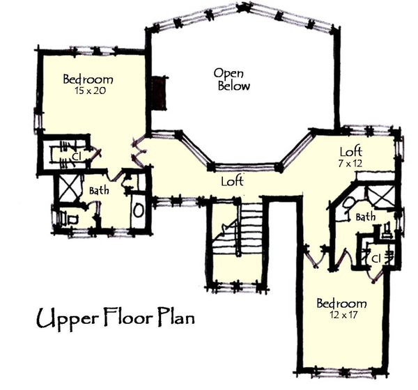 Craftsman Floor Plan - Upper Floor Plan #921-13