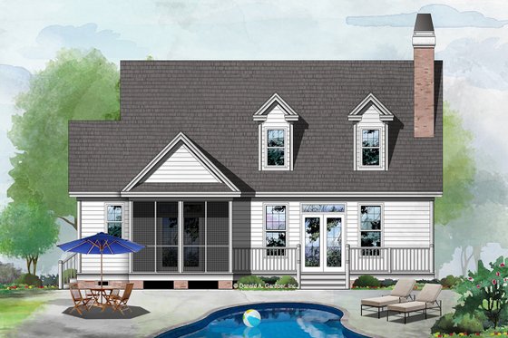 Exterior - Rear Elevation for Country House Plan #929-520 - 3 bed, 2.5 bath