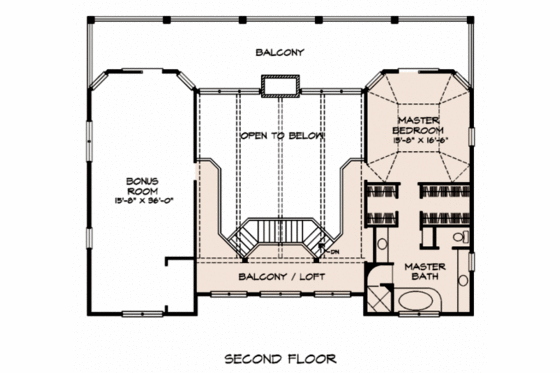 Floor Plan - Upper Floor for Southern House Plan #140-146 - 3 bed, 2 bath