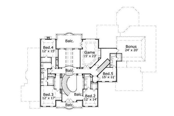 Floor Plan - Upper Floor for European House Plan #411-458 - 5 bed, 4.5 bath