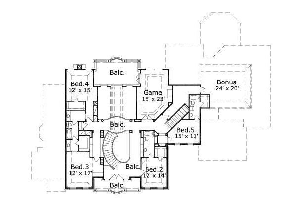 European Floor Plan - Upper Floor Plan #411-458