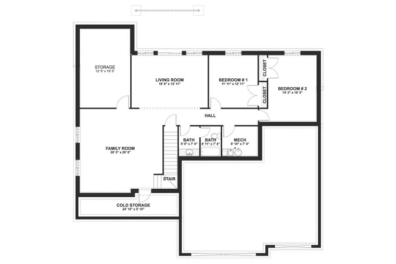 House Blueprint - Floor Plan - Lower Floor for Farmhouse House Plan #1060-487 - 4 bed, 3.5 bath