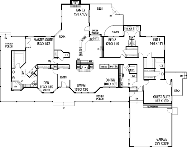 Architectural House Design - Farmhouse Floor Plan - Main Floor Plan #60-161