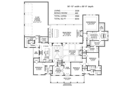 Floor Plan - Main Floor for Farmhouse House Plan #1074-54 - 4 bed, 3.5 bath