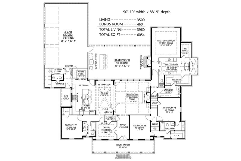 Dream House Plan - Floor Plan - Main Floor for Farmhouse House Plan #1074-54 - 4 bed, 3.5 bath