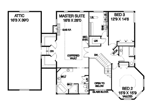 Floor Plan - Upper Floor for Farmhouse House Plan #60-286 - 4 bed, 3 bath