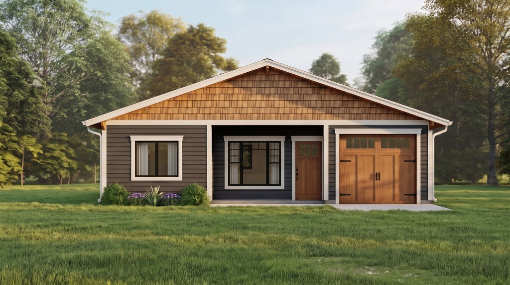 Exterior - Front Elevation 2 for Craftsman House Plan #112-320 - 2 bed, 2 bath