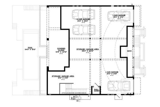 Floor Plan - Lower Floor for Beach House Plan #548-54 - 4 bed, 4.5 bath