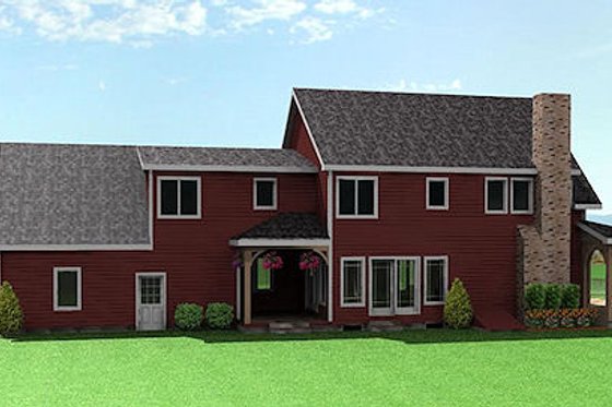 Exterior - Rear Elevation for Country House Plan #75-104 - 3 bed, 2.5 bath