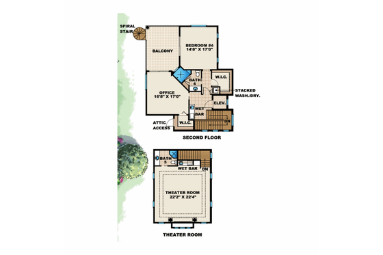 Floor Plan - Upper Floor for European House Plan #27-415 - 4 bed, 5.5 bath
