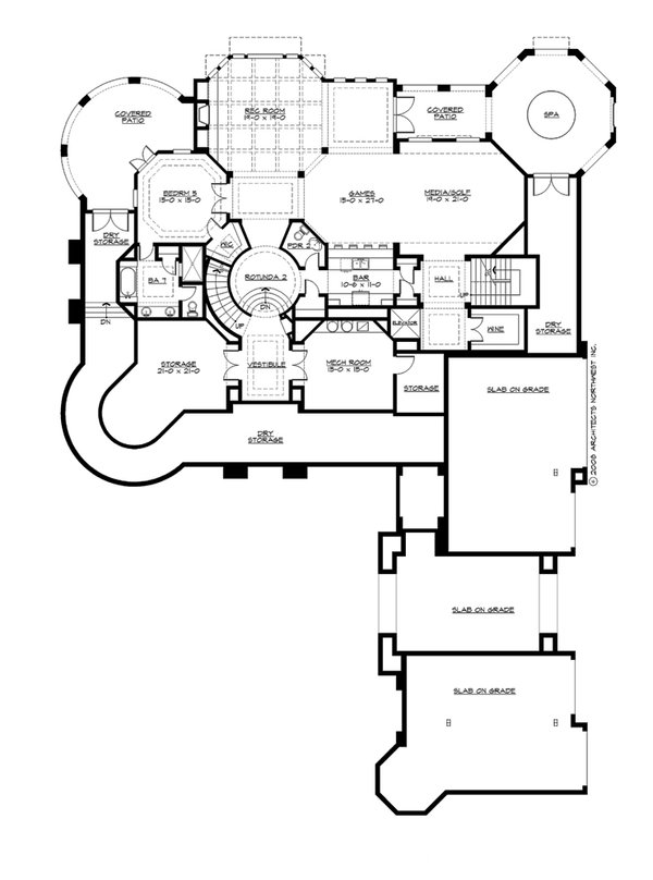 Architectural House Design - Colonial Floor Plan - Lower Floor Plan #132-571