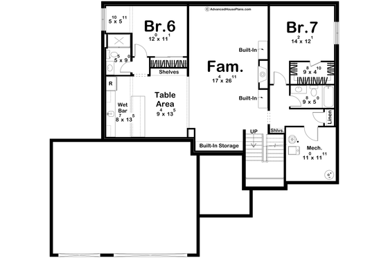 Floor Plan - Lower Floor for Modern House Plan #455-337 - 5 bed, 4.5 bath