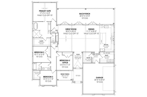 Floor Plan - Main Floor for European House Plan #1096-82 - 4 bed, 2 bath