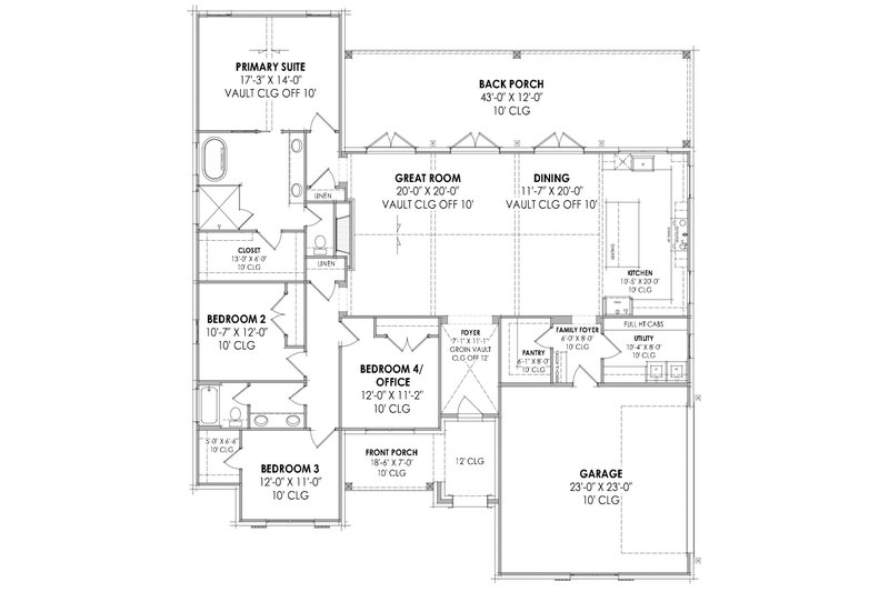 House Design - Floor Plan - Main Floor for European House Plan #1096-82 - 4 bed, 2 bath