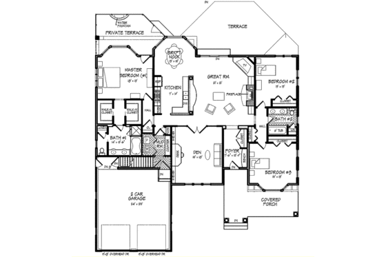 Floor Plan - Main Floor for Colonial House Plan #440-3 - 3 bed, 3 bath