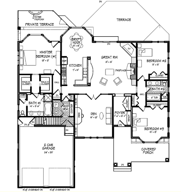 Colonial Floor Plan - Main Floor Plan #440-3