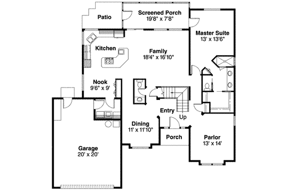 Floor Plan - Main Floor for Traditional House Plan #124-242 - 3 bed, 2.5 bath