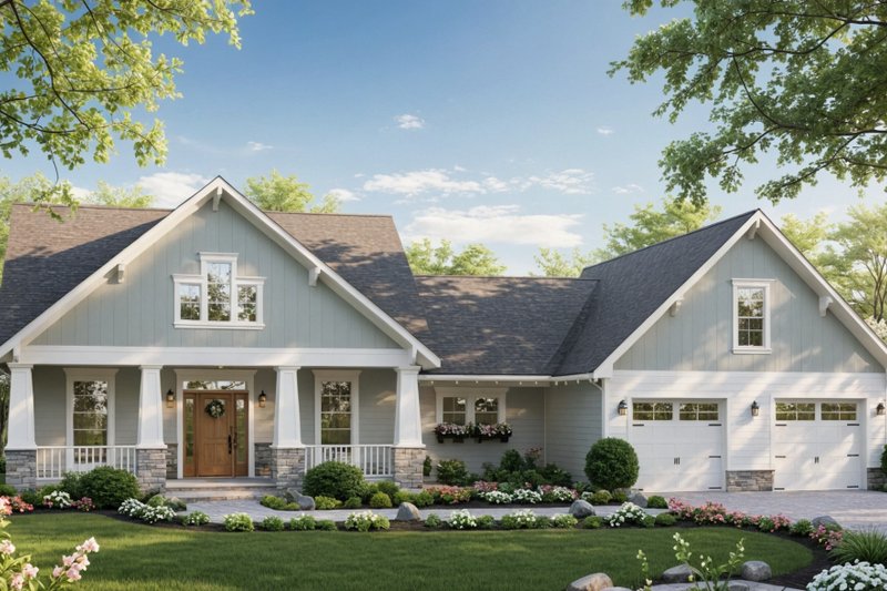 House Blueprint - Craftsman Exterior - Front Elevation Plan #21-602