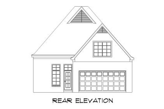 Exterior - Rear Elevation for European House Plan #424-139 - 3 bed, 2 bath