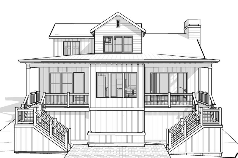 Architectural House Design - Exterior - Rear Elevation for Farmhouse House Plan #895-173 - 4 bed, 3.5 bath