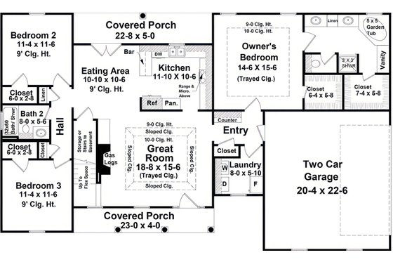 Floor Plan - Main Floor for Country House Plan #21-651 - 3 bed, 2 bath