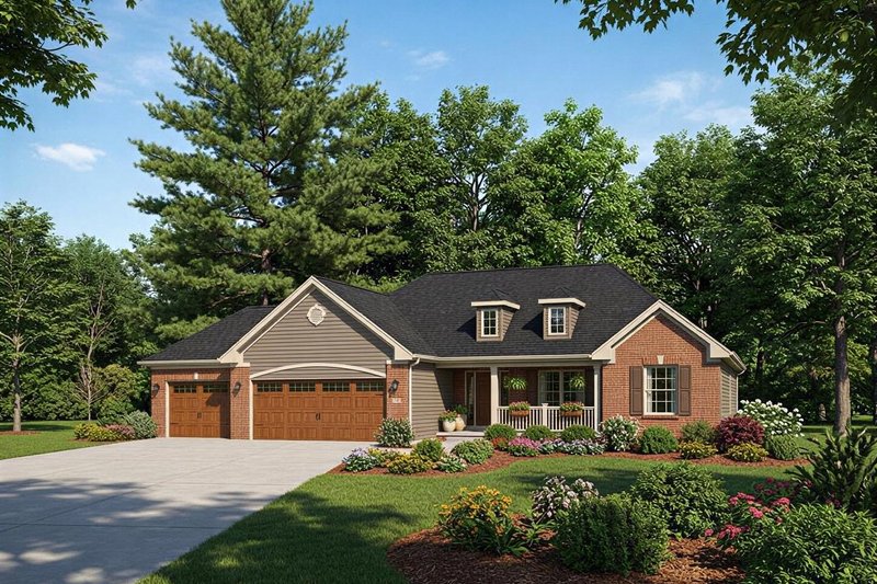 Architectural House Design - Country Exterior - Front Elevation Plan #22-471